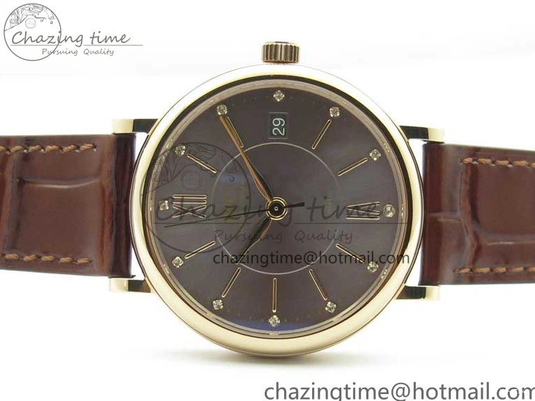MIROTIME 0313 Portofino 37mm RG V7F 1:1 Best Edition Gray Dial on Deep Brown Leather Strap A SunProtective 7090